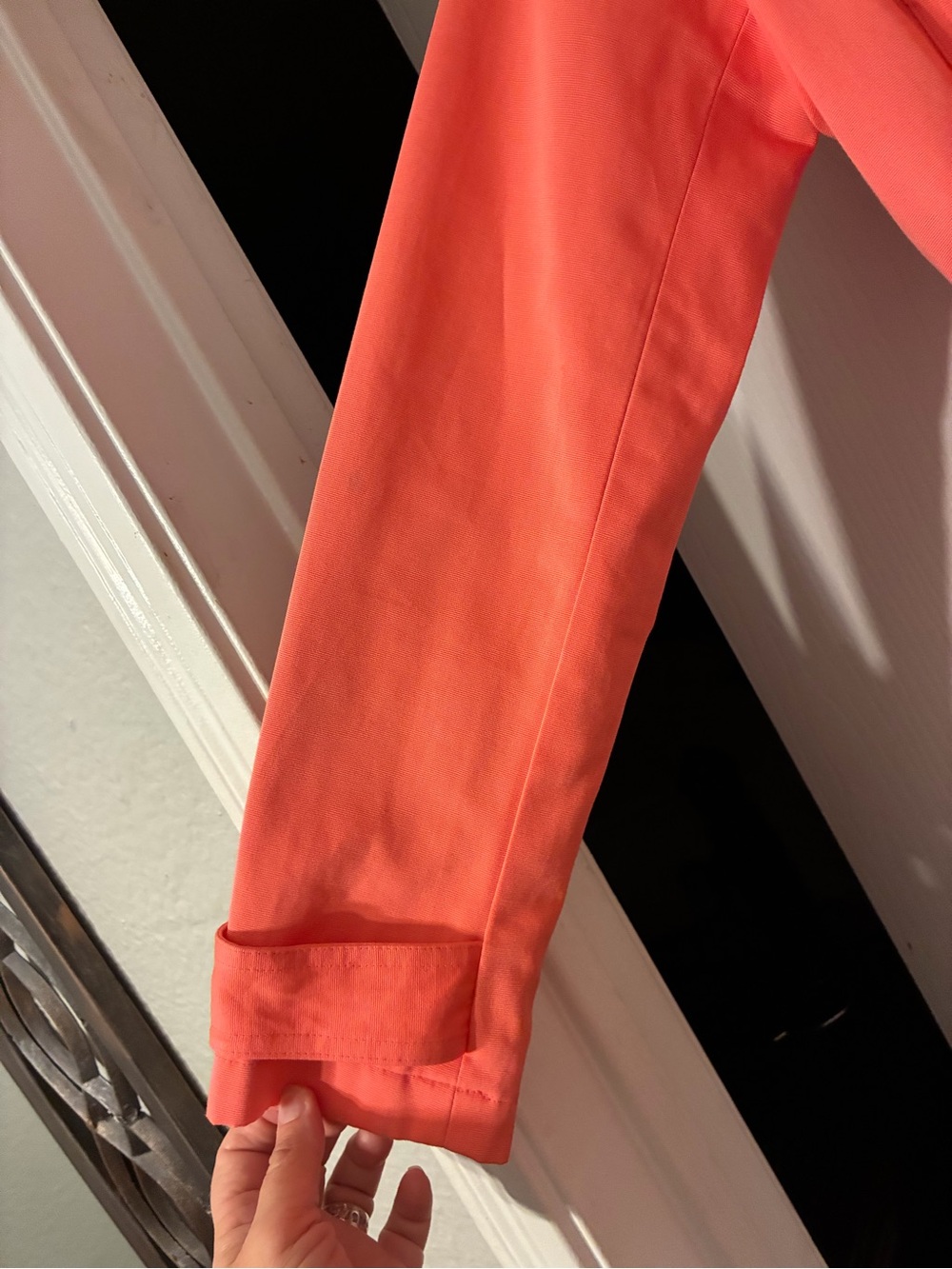 Coral Double-Breasted Trench Coat with Waist Tie size Small - Picture 4 of 6
